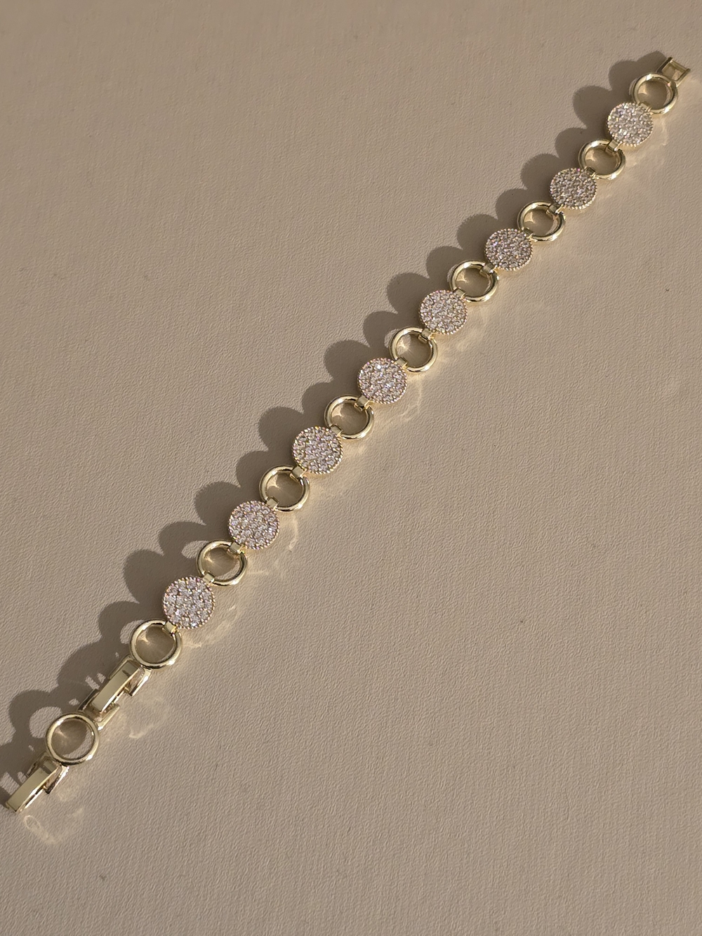 Gold-Tone Crystal Circle Link Bracelet - Women Jewelry